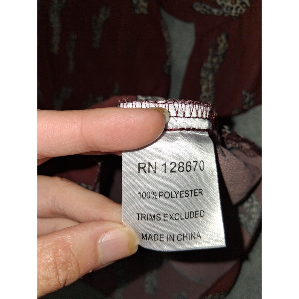 Cowgirl Hardware 3/4 Flutter Sleeve Sheer Blouse XXL Brown Leopard Catus Western - Picture 10 of 13